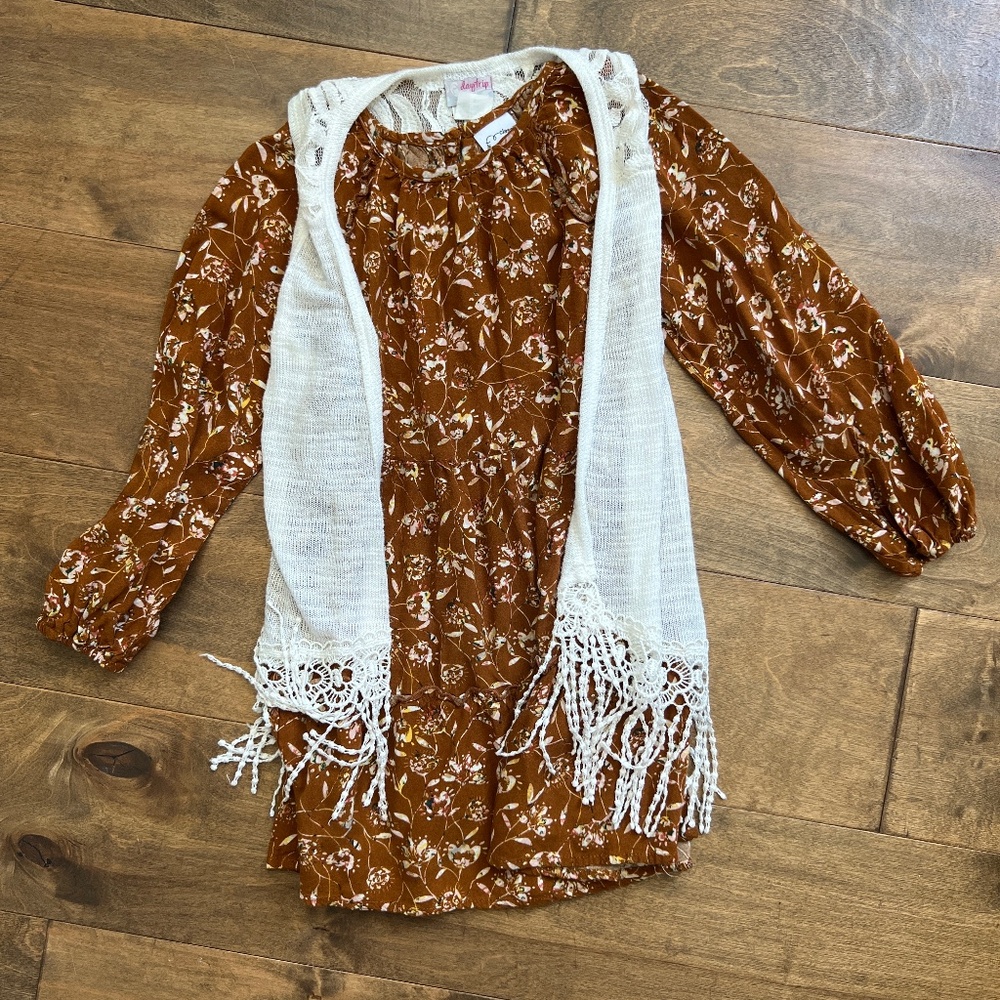 Girls Dress & Crochet Vest